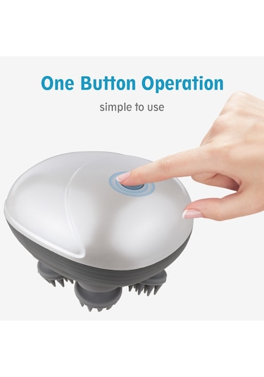 Springsun Elektrikli Baş Masaj Aletleri Kablosuz Saç Derisi Masaj Aleti Yoğurma 6 Masaj Düğümü Derin Temiz Saç Büyümesi İçin El Tipi Kaşıyıcı Baş Rahatlatıcı Saç Derisi Masaj Aletleri Beyaz - Gri