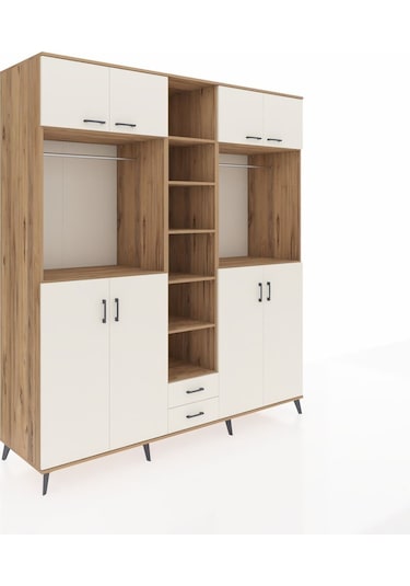 Kronos Dolap 14 Raflı 2 Çekmeceli 2 Askılı 220x59x243 Çam-aytaşı/aytaşı Aytası/aytası