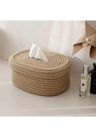 Gateesat Doğal Halat Dokuma Mendil Kutusu Saklama Sepeti Beyaz Kağıt Çekmece Beyaz Kağıt Çekmecesi
