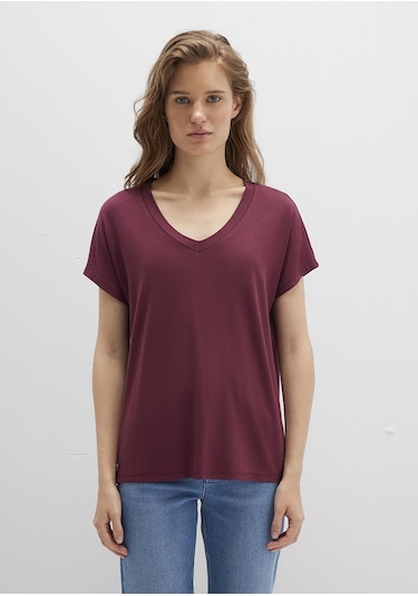 Mavi - V Yaka Bordo Basic Viskoz Tişört 167714-70393 Bordo