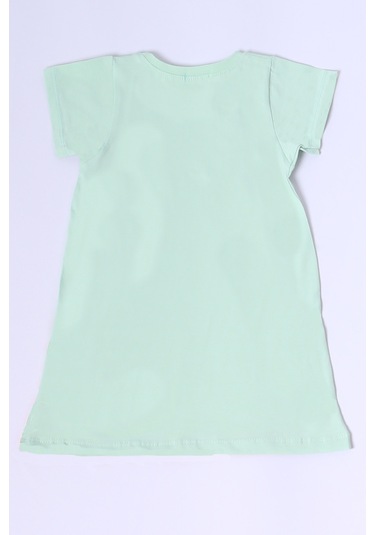 Kız Çocuk Elbise Karakter Baskılı Çizgili A25 Yeşil