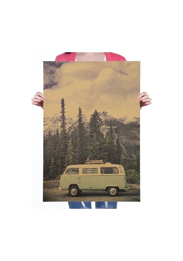 Volkswagen T1 Minibüs Vosvos Retro Kraft Poster Af027