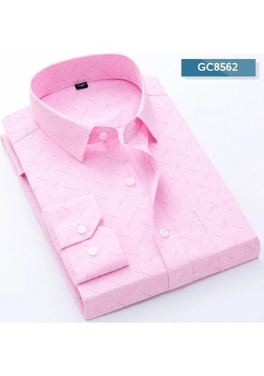 Snapbuy 2024 Erkek Slim Fit Baskılı Gömlek Uzun Kollu Rahat İş Elbisegri Gri