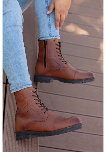 D460 Soğuk Geçirmez Kışlık Fermuarlı Unisex Bot Kauçuk Taban Sağlam Garantili Ürün Taba