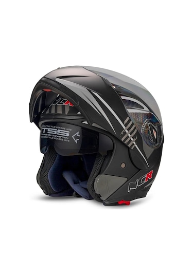 Ncr Çene Açılır Monster Motosiklet Kaskı Vizörlü Ece Belgeli Siyah - Beyaz