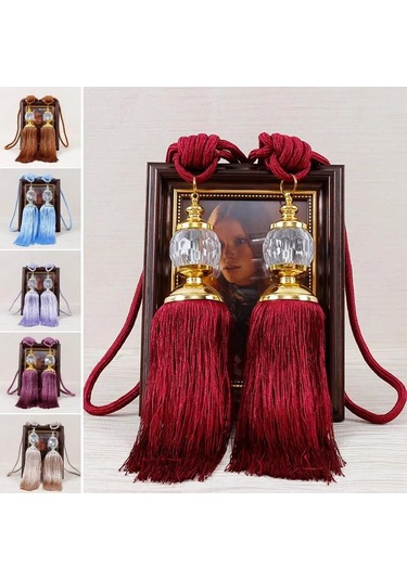 Geeroyoo "2'li Perde Bağlama Püsküllü Set - 66 Cm Plastik Ve Polyester"