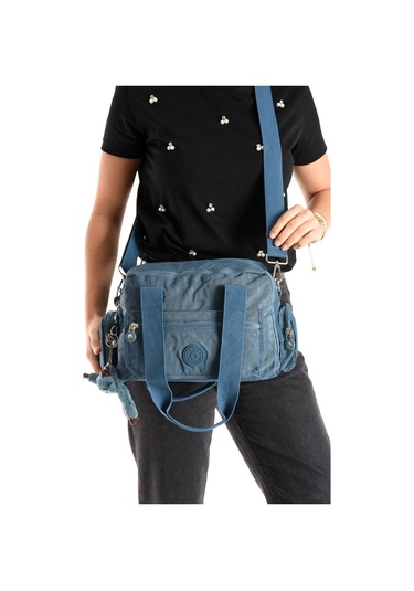Omuz Çantası Çok Cepli Hafif Klinkır Kumaş 30 20 Cm Çapraz Askılı Postacı Çanta Kol Çantası Mavi