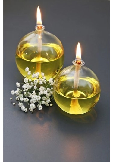 2 Adet 400ml Sarı Kandil Yağı Kokusuz Dumansız Gaz Lambası Yakıtı Sarı