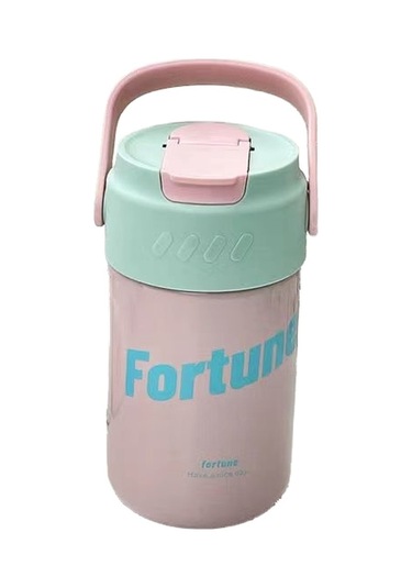 Jzcat Creative Büyük Kapasiteli 316 Paslanmaz Çelik Hasır Termos Bardak 500ml-pembe