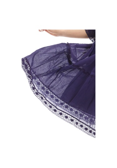 Kısa Kollu Mor Düğmeli Vual Yazlık Elbise