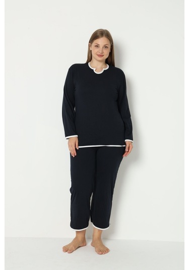 Fames Pijama Yazlik Büyük Beden Pijama Takim Lacivert