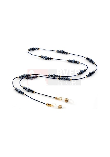 Modern Kristal Boncuk Gözlük Askısı-Abiye Lüx Model Siyah