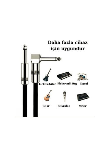 Gitar Jack Kablosu 10ft - 3m - Düz/L Gitar Keman Kemençe Bağlama