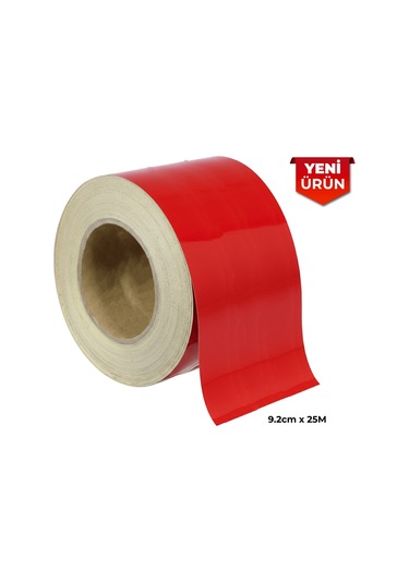 Reflektif Fosforlu Şerit Bant, Düz Reflekte İkaz Bandı 9.2cm X 25m - Kırmızı 5402