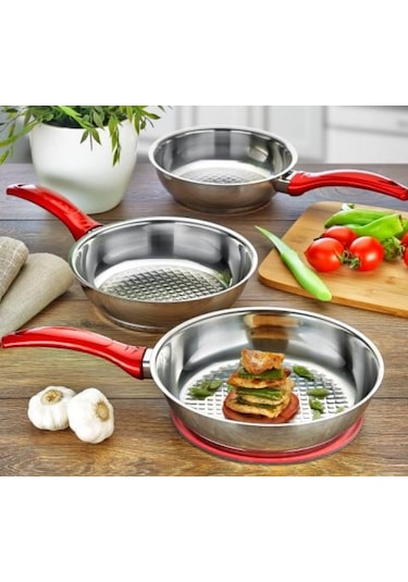Gülsan Jasmin 3 Parça Çelik Tava Seti 3 Parça Set