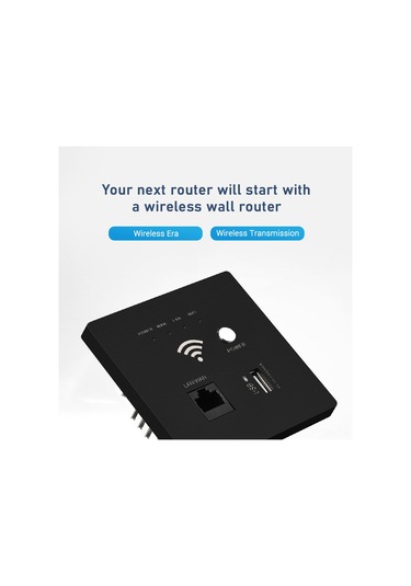 Geeksen Duvar Montajlı 300m Wifi Ap Router, Usb Şarj Portlu, Siyah, Kablosuz Erişim Noktası, Güçlü Performans