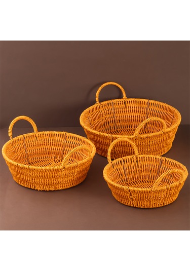 Porsima 304a 3 Lü Düzenleyici Hasır Sepet Seti Ekmeklik Sepet