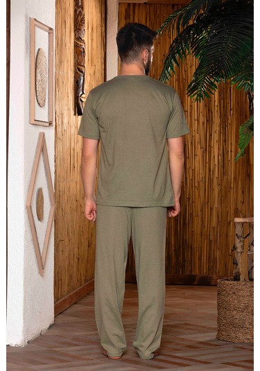 Nisanca Yazlık Kısa Kol %100 Pamuk Erkek Pijama Takımı Yesil