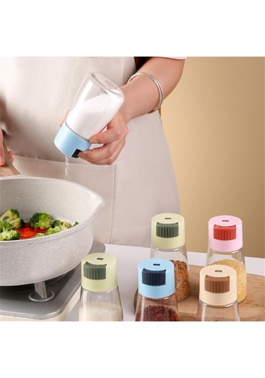 Mutfak Tuz Ve Karabiber Öğütücüler Hassas Kantitatif İtmeli Tip Baharatlık İtmeli Tip Tuzluk Baharatlık Sızdırmaz Mavi