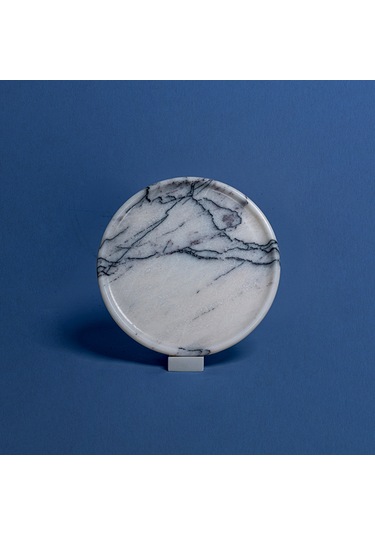 Bariere Yuvarlak Mermer Tepsi Gri-beyaz 1 Adet