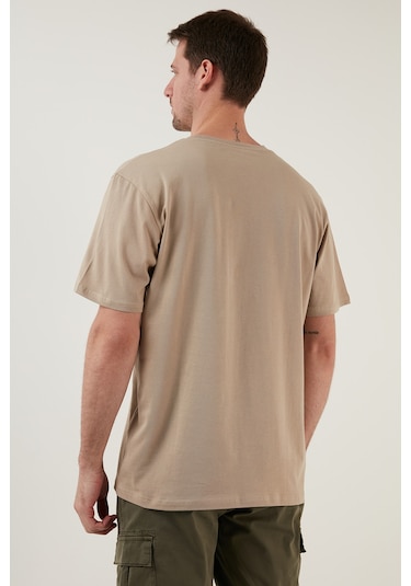 Buratti % 100 Pamuk Relaxed Fit Bisiklet Yaka Erkek T Shirt 5902605 Vizon