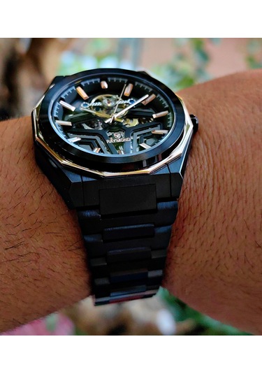 Raymond Çelik Otomatik İskelet Tasarım Erkek Kol Saati Siyah