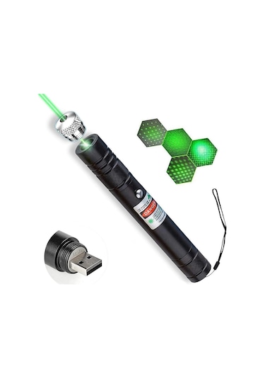 Fithome 100mw Desen Başlıklı Usb Şarjlı Yeşil Lazer Pointer