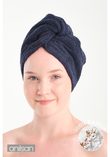 %100 Pamuk Antrasit-kiremit-lacivert Havlu Bone Saç Kurutma Bonesi Kafa Havlusu Duş Banyo Bonesi Islak Saç Kur Çok Renkli