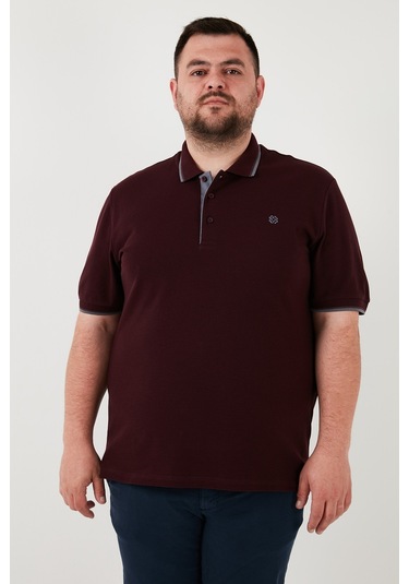 Buratti Büyük Beden Pamuklu Regular Fit Erkek Polo Yaka T Shirt 5902118B Vişne