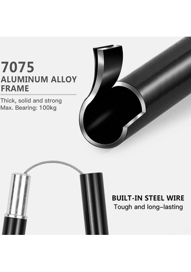 Novahub Siyah Alüminyum Seyahat Bastonu, 110-130 Cm, 265g, Taşınabilir Çanta İçerir, Siyah Siyah