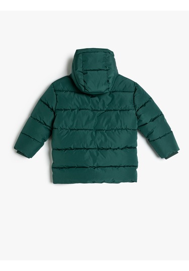 Koton Şişme Mont Kapşonlu Cep Detaylı Yeşil 5wkb00008tw Yeşil