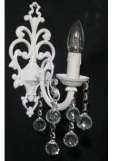 Beyaz Döküm Taşlı Aplik e 14 Duy Beyaz