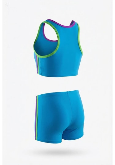 Endeep Kız Çocuk Açık Mavi Bustiyer Şortlu Yüzücü Mayo Bikini Takımı