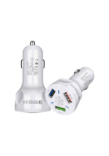 Createtech Yüksek Ysy-395kc Usb Telefonu Tablet Şarj Şarj Qc3.0 Güçlü Evrensel Cihazı Cihazı Cep Beyaz Araç Araç 35w 3 / Ec