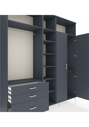 Hyperion Dolap 10 Raflı 3 Çekmeceli 2 Askılı 220x44x243 Antrasit-antrasit/antrasit Antrasıt/antrasıt Hyperion Dolap 10 Raflı 3 Çekmeceli 2 Askılı 220x44x243 Antrasit-antrasit/antrasit Antrasıt/antrasıt
