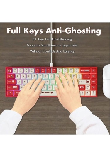 Ak680 Kablolu Red Switch Mekanik Klavye-rainbow Aydınlatma Hot-swap