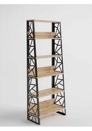 Bessonshome Wood'N Love Albatros 5 Raflı Piramit Metal Kitaplık - Atlantik Ça