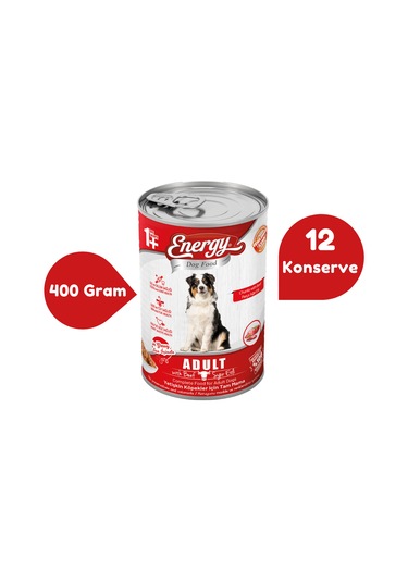 Energy Sığır Etli Konserve Yetişkin Köpek Maması 12 x 400 G