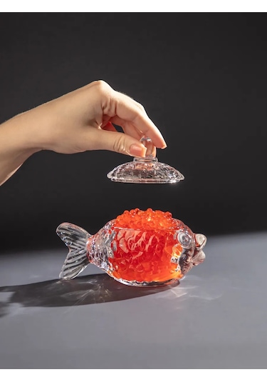 Lefard Cam Havyar Kabı "balık" Kapaklı 110 Ml 152112714 Beyaz