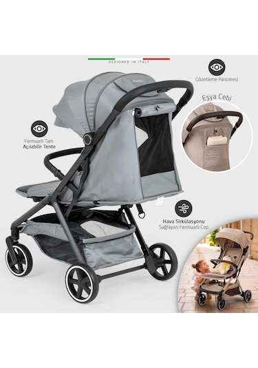 Elele Cabina Kabin Tipi Travel Sistem Bebek Arabası Gri