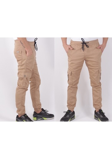 Black Steel Bel -Paça Lastikli Yanları Kargo Cepli Pantolon-19000