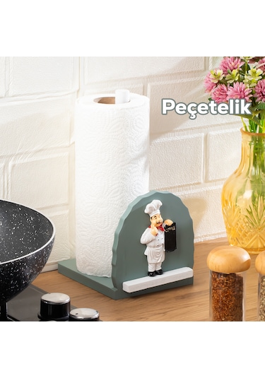 Porsima 2068 Ahşap Dekoratif Kağıt Havluluk Masa Üstü Peçetelik