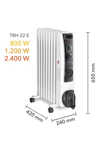 Trotec TRH 22 E 2400 W 9 Dilim Fanlı Yağlı Radyatör