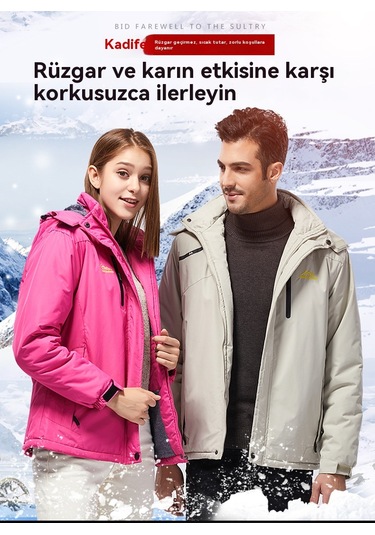 Erkek Outdoor Çift Ceket Peluş Ve Kalınlaştırılmış Siyah Siyah