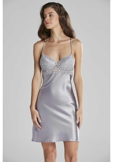 Pierre Cardin Saten Güpürlü Kaplı Gecelik 600 Royal 001