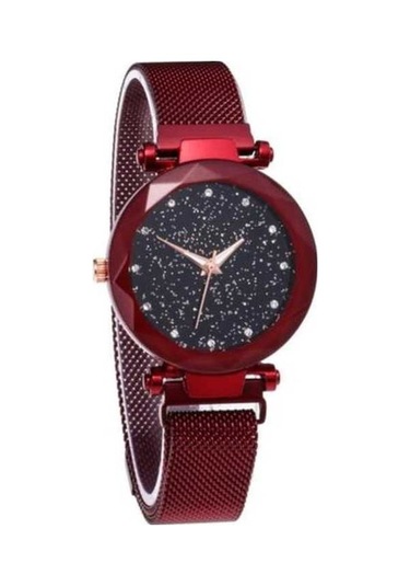 Bosphorusboutique02 Kırmızı Kadın Taklidi Yuvarlak Kuvars Hareketi Minimalist Metal Elbise Kol Saati Moda Takı Doğum Günü Hediyesi Kırmızı