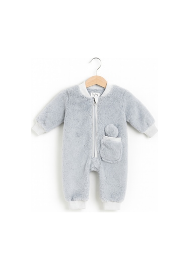Baby Fou Peluş Tulum Gri Bebek Tulumu