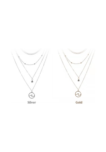 Padalink Bayanlar İçin Bohemya Stili Dört Katlı Altın/gümüş Renkli Alüminyum Müzik Aleti Pendentli Kolye - İnce Klavikül Gösterimi Silver