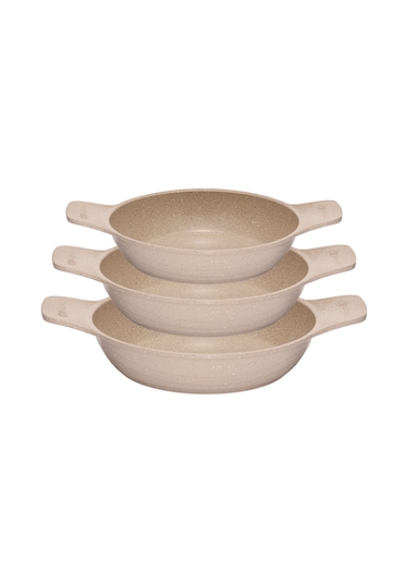 Thermoad 3'lü Güveç Sahan Set Kapaksız -vizon