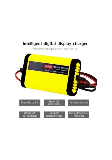 Yuntech01 12v 2a Akıllı Lityum Akü Şarj Cihazı, Lcd Ekranlı, Otomatik Kesme, Motosiklet/elektrikli Araçlar İçin, Avrupa Standartı